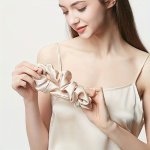 Silk-like Rayon Sleep Mask Set With Elastic Hair Scrunchie And Drawstring Storage Pouch Comfortable & Breathable Eye Cover For R