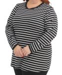 Ladies Long Sleeve Stripe Tee - 60 Blk wht