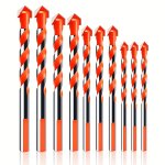 10PCS Ultimate Heavy Duty Drill Bits Set - Carbide Tip 6 8 10 12MM For Hard Metal Steel Tile Concrete Glass Brick & Wood