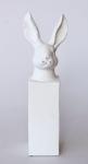 White Bunny Head On Column 48X16X13CM