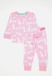 Girls 2 Pack Aop Cats Long Sleeve Long Leg Pyjama Set - Pink