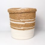 Cotton bulrush Basket With Lid Medium - Cream