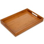 Briful Bamboo Decorative Tray With Handles - 16 X 12 Inch Rectangle Serving Tray For Coffee Table Decor Farmhouse Kitchen Counte
