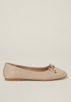 Cotton On Mia Bow Ballerina - Taupe Grosgrain