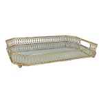 Tray 35X25X5.5CM Classic Gold Metal With Mirror Inlay