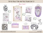 Cot Duvet Bedding Dotted Doggy Pink And Purple Dalmatian Set
