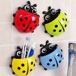 Adorable Ladybug Toothbrush Holder - No-drill Wall-mounted Storage Rack With Suction Cups For Bathroom Organization Christmas/ha
