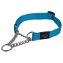 Rogz Utility Medium 16mm Snake Obedience Half-check Dog Collar - Turquoise Reflective