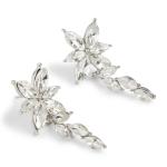 Silver Flower Petal Drop Earrings