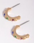 Goldair Gold Diamante Huggie Hoop Earrings