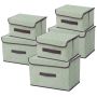 6-PIECE Foldable Fabric Storage Boxes Set - 3 Large And 3 Small Green