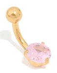 Goldair Gold Plated Surgical Steel Black Cubic Zirconia Belly Bar
