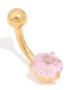 Goldair Gold Plated Surgical Steel Black Cubic Zirconia Belly Bar