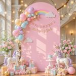 7.2FT Pink Arch Backdrop Cover Wedding Arch Covers Stretchy Backdrop Round Top Chiara Spandex Arch Cover For Party Birthday Cere