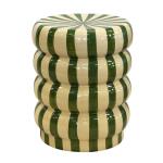 Striped Ceramic Side Table - Green