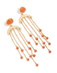Goldair Gold Cat Eye Stones With Chains Drop Earrings