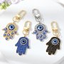 Bling Hollow Eye Keychain Key Ring For Women Zircon Blue Eye Bag Car Earphone Case Key Accessories