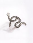 Black Diamante Snake Ring - M l