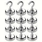 10PCS Stainless Steel Magnetic Wall Hooks Heavy Duty Hooks For Hanging Punch-free Magnet Hook