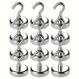 10PCS Stainless Steel Magnetic Wall Hooks Heavy Duty Hooks For Hanging Punch-free Magnet Hook