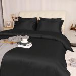 Living Duvet Cover Set With 2 Pillow Cases Queen Black