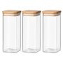 3 Pack - 15INCH Square Glass Storage Container With Lid - Transparent
