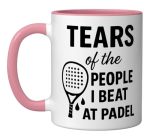 Funny Padel Player Racket Design For Champion Or Teammate Ceramic Mug Pink white