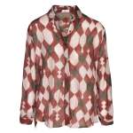 Diamond Print Oversized Shirt - Red Free