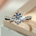 Exquisite 925 Silver Plated Round Zirconia Ring Women Engagement Party Wedding Jewelry Gifts