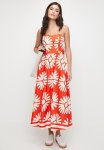 Edit Linen Blend Fit & Flare Cami Midi Dress - Red Falling Fans Dbl Border