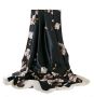 Lady's Satin Silk Scarf With Various Flowers - Black