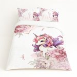 Unicorn Floral Kids Duvet Set Touch Of Gold Peoni Unicorn