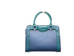 Elegant Two-tone Structured Satchel Handbag- Blue