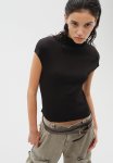 Ribbed Turtleneck Top - Black