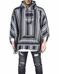 Demetory Men's Oversized Batwing Sleeves Hooded Baja Poncho Cape Large Baja