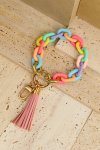 Multicolor Acrylic Bracelet Keychain With Tassel