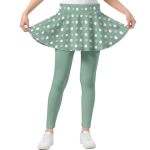 Cndexd Polka Dots Skirt Pants For Girls High Waist Stretchy Comfortable 2 In 1 Leggings With Flowy Skirt For Youth Running Hikin