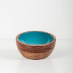 Acacia Wood MINI Bowl With Enamel Inlay - Ocean natural