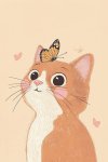 CAT And Butterfly - Wall Art Print - A1