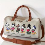 Disney Mickey Mouse Canvas Tote Bag Large Capacity Travel Duffel With Shoulder Strap Cartoon Short-distance Travel Bag Gym Handb