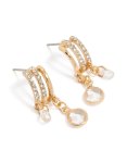 Goldair Gold Diamante Drop Layered Huggie Earrings
