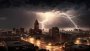 Canvas Wall Art - Canvas Wall Art- City Lightning With Clouds - B1186 - 120 X 80 Cm