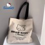 Sanrio Hello Kitty Tote Bag Linen Reusable Shopping Shoulder Bag Authorized Cute Cartoon Design Versatile Storage Gift For Birthday Christmas Halloween Thanksgiving