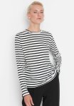 Striped Crew Neck Knitted T-Shirt - White