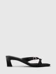 Belinda Buckle Detail Thong Heeled Sandal - 40 Black