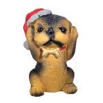 ALX630560-2 Dog With Xmas Hat Polyresin 9.5X7.5X13.5CM Hear No Evil