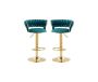 Velvet Swivel Luxury Bar Stools - Set Of 2 - Green