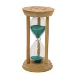Turquoise Sand Timer 1 Min Wood Sandglass Clock - Modern Hourglass Watch WITH100% Bamboo Frame For Kids Games Classroom Kitchen