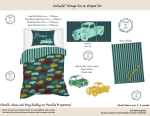 Kids Duvet Set Colourful Vintage Car And Striped