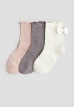 3-PACK Overlock-detail Socks - Multi
